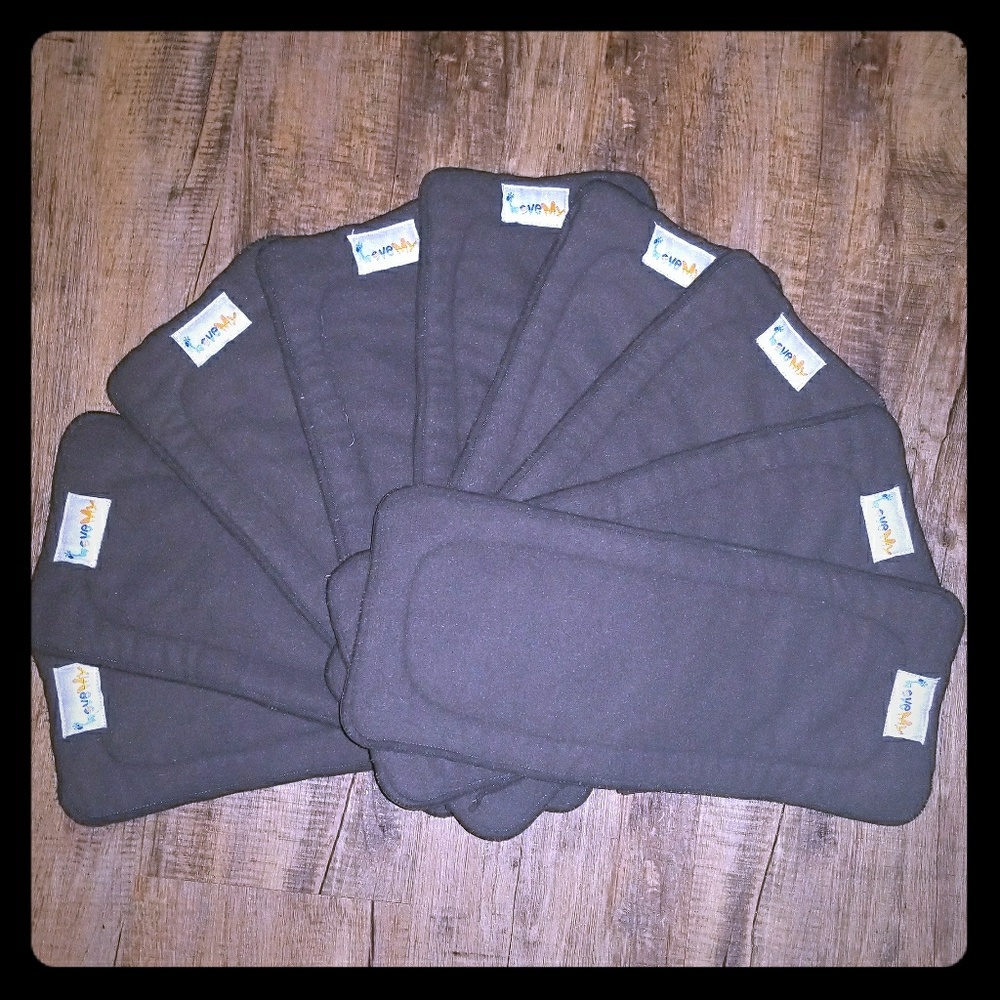 9 Cloth Diaper Inserts - Charcoal Bamboo